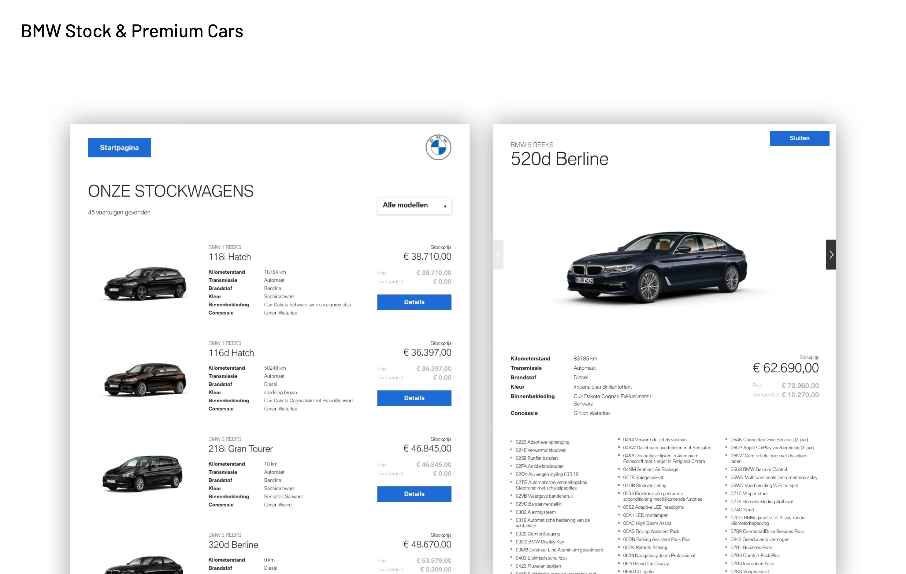 content gemaakt voor de interactieve totem waar klanten informatie op aanvragen over BMW wagens